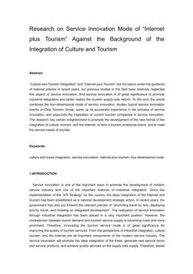 文化与旅游融合背景下“互联网 旅游”服务创新模式研究外文翻译资料